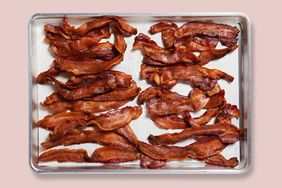 cooked bacon on sheet pan