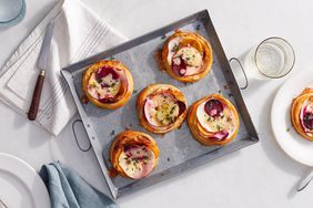 beet, cheddar, and apple tarts