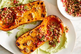 butternut-squash roast with pistachio yogurt and grain relish