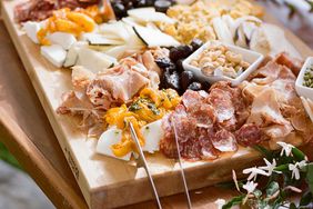 Charcuterie board with cheese and meat. 