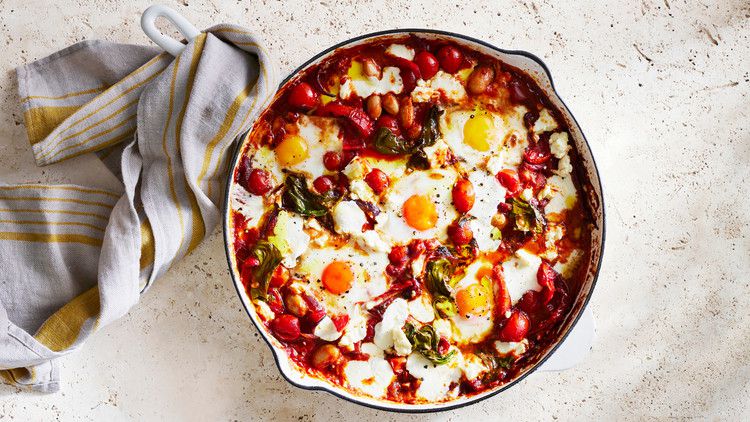 cheesy butter-bean shakshuka