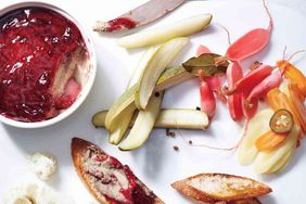 chicken liver with radishes and pickles