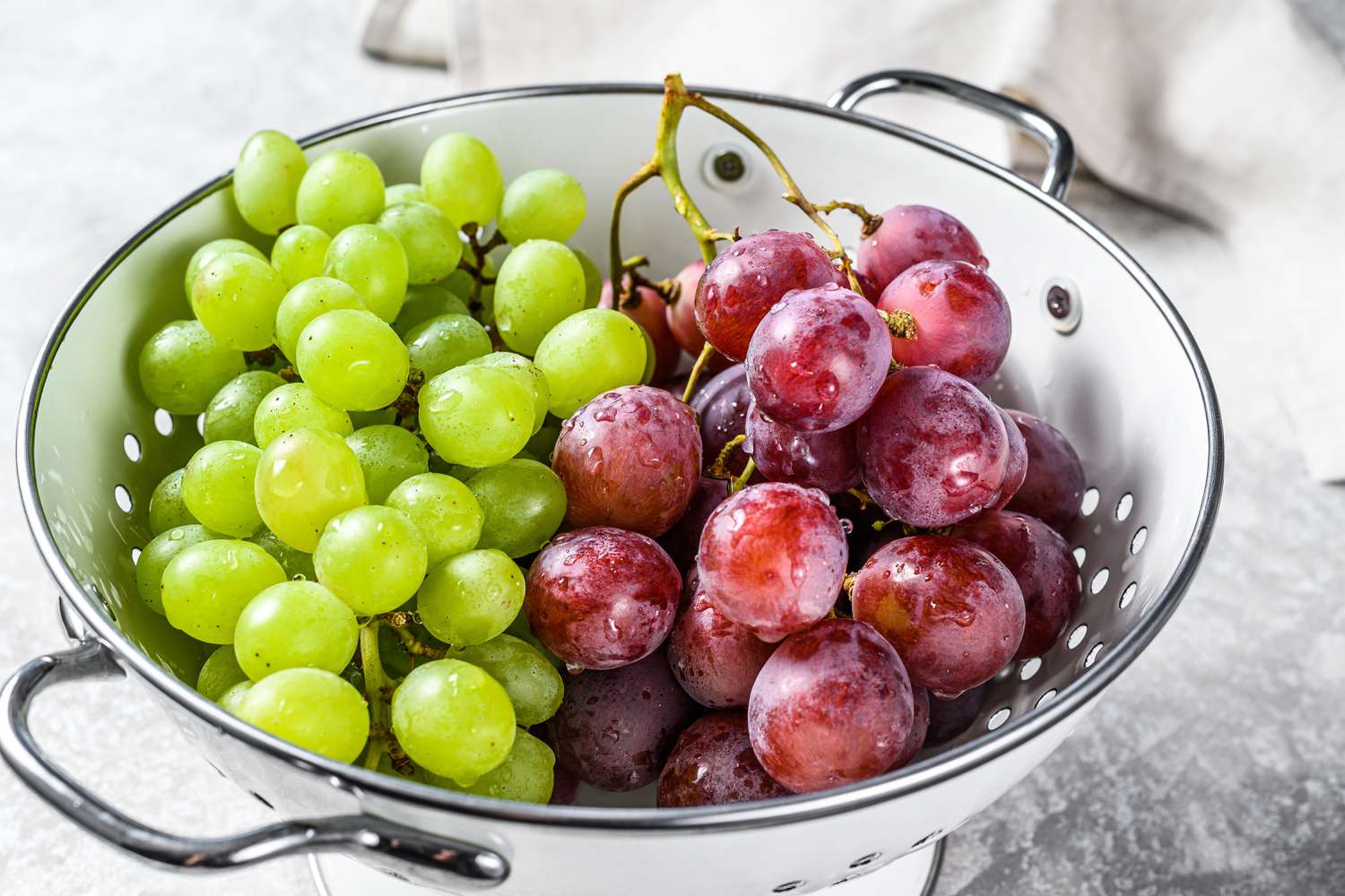 Grapes in strainer