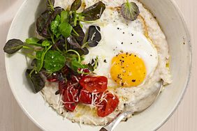 creamy parmesan oats with watercress