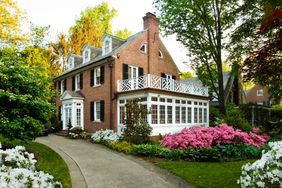 Colonial house on a beautiful spring day