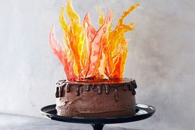 devils inferno cake with sugar flames and ganache