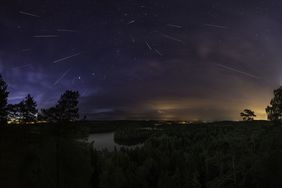 Meteors in the night sky