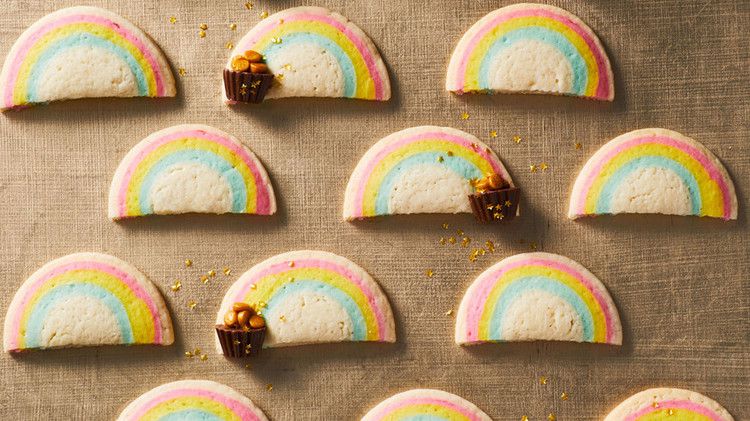 end of the rainbow slice and bake cookies with peanut butter cups