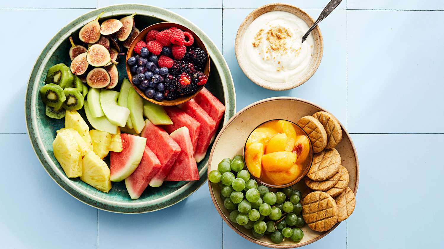 fruit platter with whipped ricotta