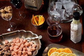 Old Fashioned cocktail ingredients.