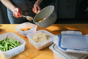 Leftovers in plastic food storage containers