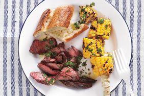 grilled skirt steak with corn and chimichurri