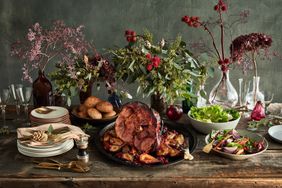 blue diamond holiday open house table of food