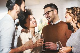 People meeting during the holidays at an open-house