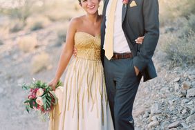 Red, Ruffled, High-Neck Wedding Dress