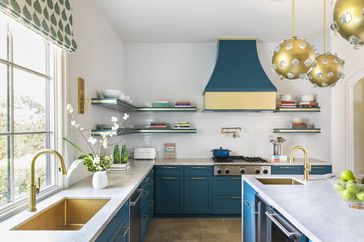 Teal and Gold kitchen