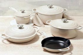 Le Creuset cookware in white color