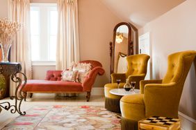 maximalist decor in powder room