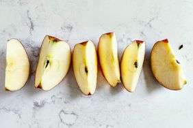 Sliced apples with seeds