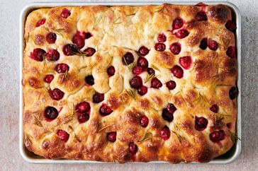 Focaccia bread with cranberries and rosemary