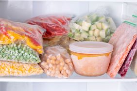 frozen vegetables in a freezer