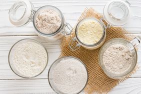 Assortment of flour in glass jars