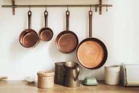 Kitchen with copper pans