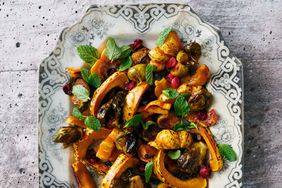 Roasted squash, Brussels sprouts, and cranberries