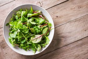 Spring Mix salad in a while bowl