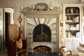 Stone fireplace with radiating stone