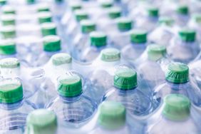 Packaging of plastic bottles of water