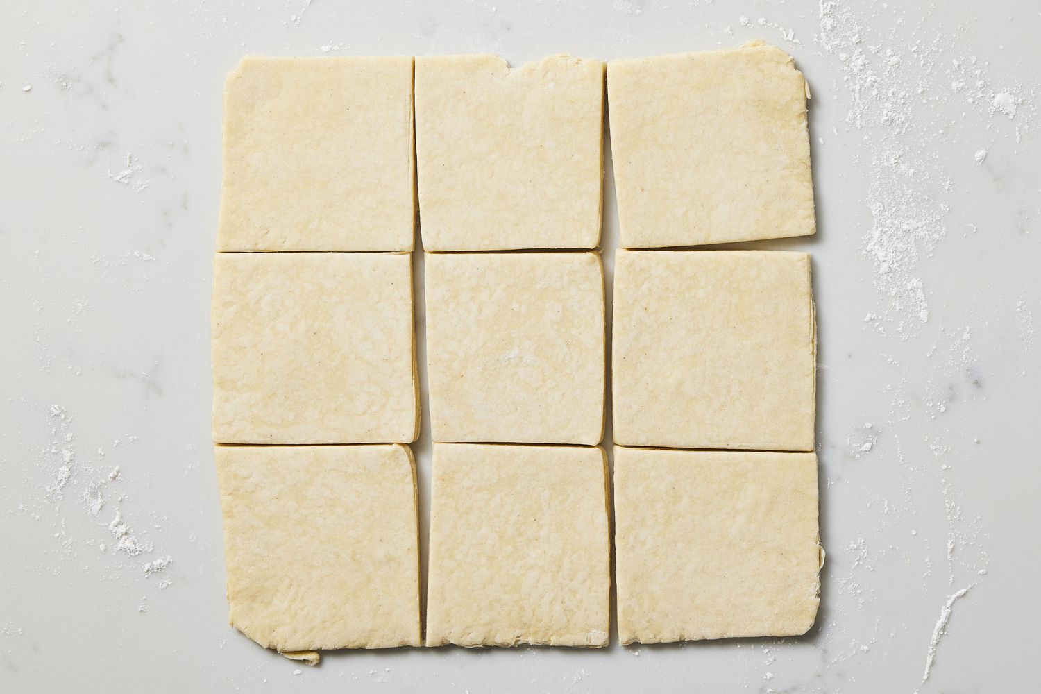 Dough cut into squares