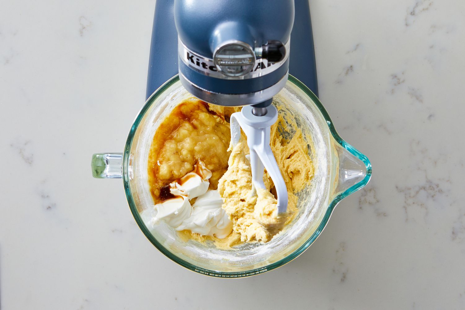 Step 4 Add bananas, sour cream, vanilla for Best Banana Bread