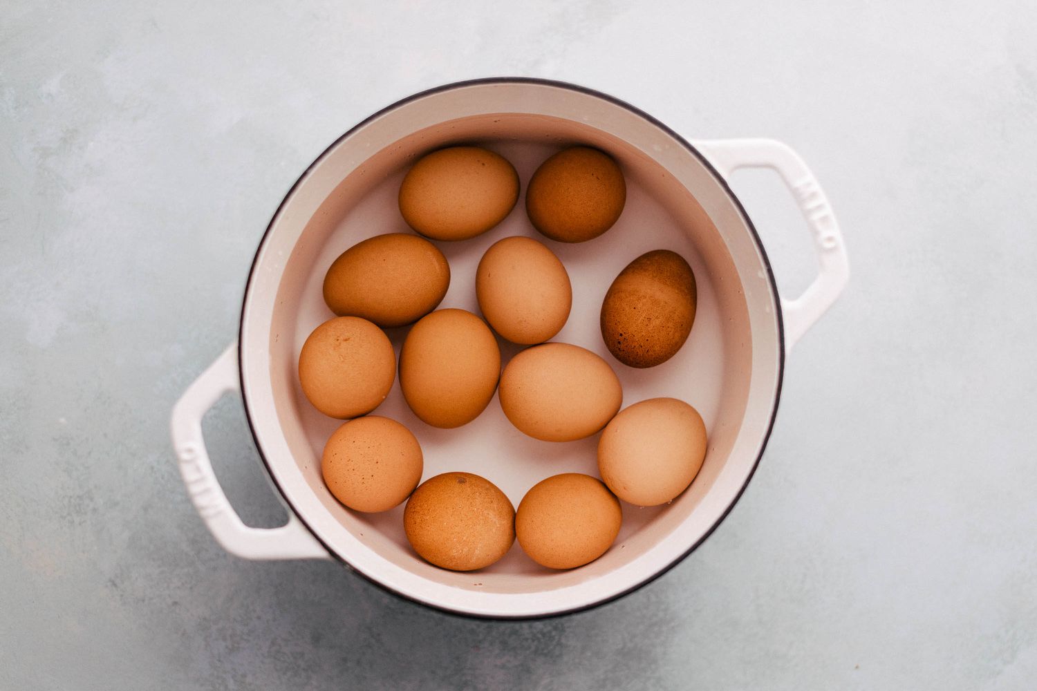 eggs in pan covered with water for perfect hard boiled eggs recipe