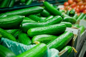 Picture of fresh cucumber - vegetables in supermarket