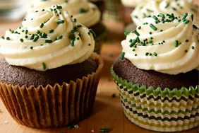 irish stout cupcakes with green sprinkles