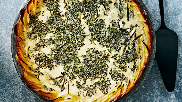 potato-crusted herb quiche