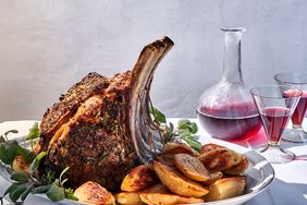 Prime Rib and Oven-Roasted Potatoes with Bay Leaves and Sage