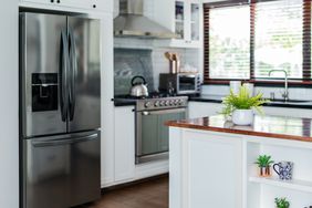 Kitchen with potted plants and appliances