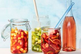 red pink white sangria jars drinks