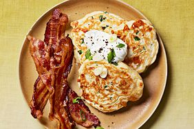 savory cheddar scallion pancakes bacon