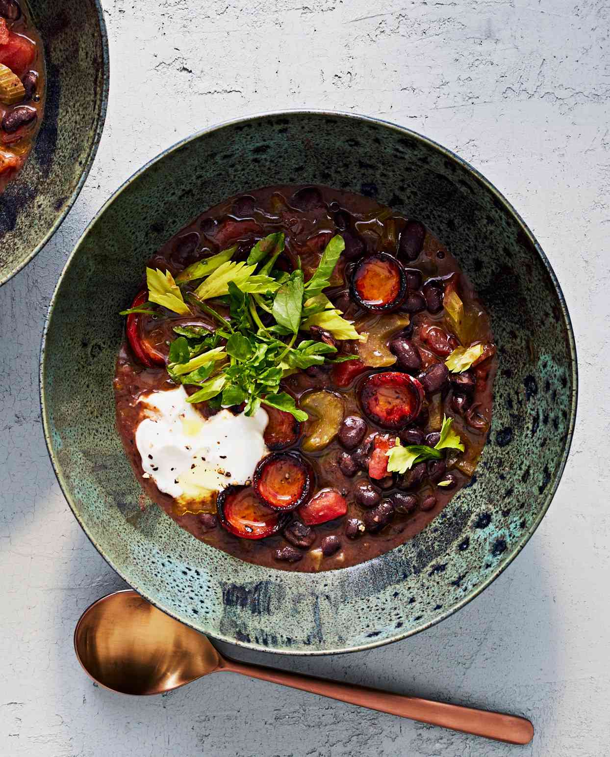 smoky black-bean soup with sausage