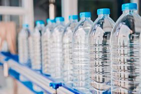 bottles of water on a conveyor belt