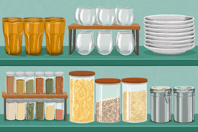 illustration of organized pantry shelves