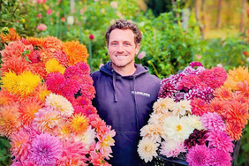 Ryan McCallister holding dahlias